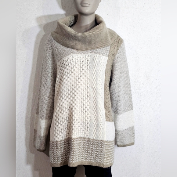 Calvin Klein Sweaters - Calvin Klein Beige and Cream Cowl Neck Sweater